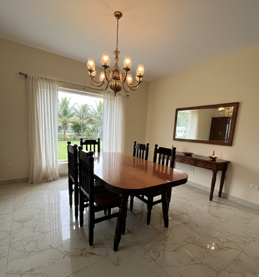 Premium Solid Wood 6-Seater Dining Table Set with Classic Turned Leg Design