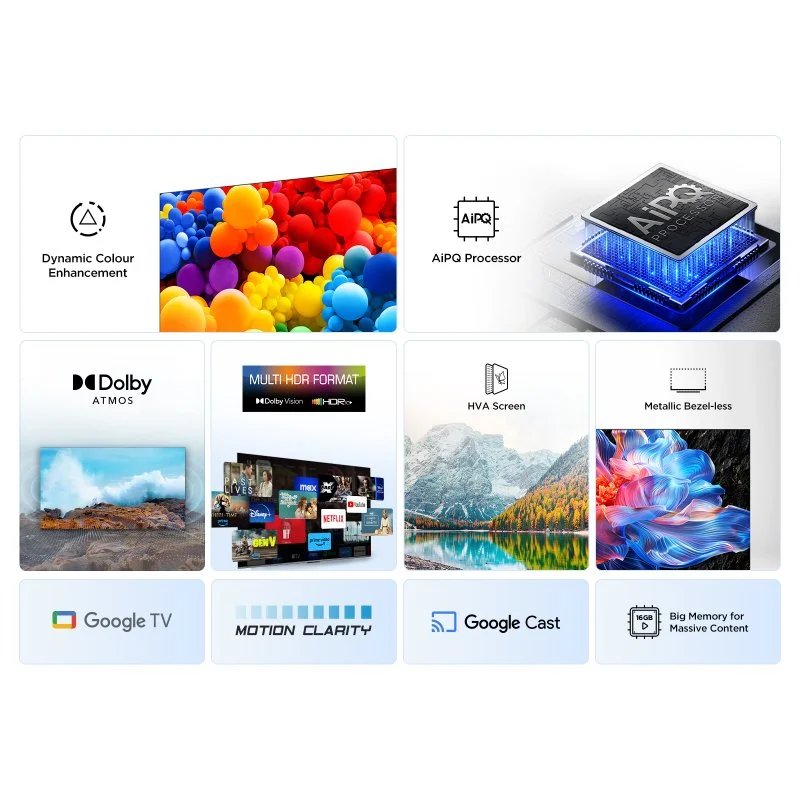 TCL 55P6K 4K Ultra HD Google TV | 55-inch (139 cm) Smart Display | Midnight Black - Image 2