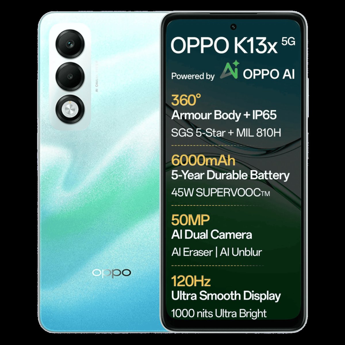 Oppo K13x 5G Smartphone | 128GB ROM & 6GB RAM | Breeze Blue - Image 3